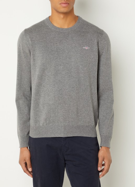 Gant Fijngebreide pullover met logoborduring