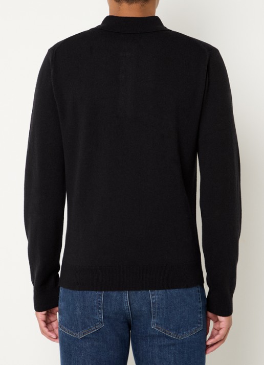 Gant Fijngebreide pullover met polokraag en logoborduring - achterkant 3 zwart