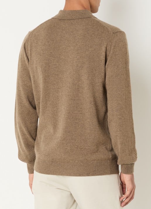 Gant Fijngebreide pullover van lamswol met logoborduring - achterkant 3 bruin
