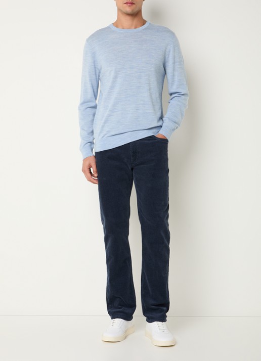 Gant Fijngebreide pullover van merino wol - voorkant 3 lichtblauw