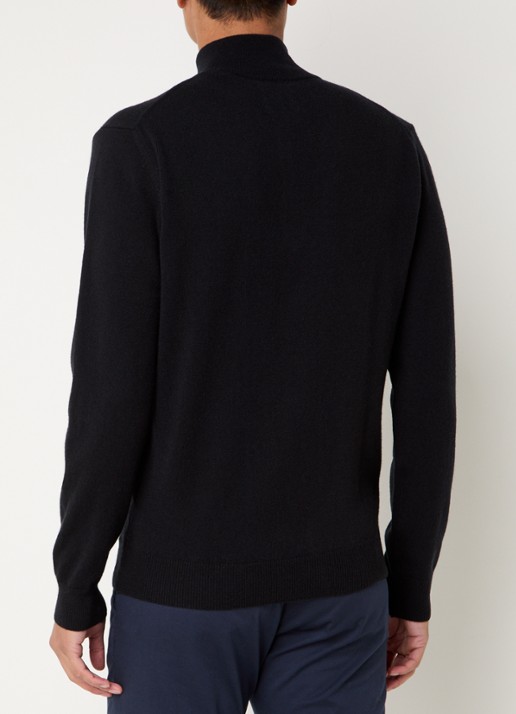 Gant Fijngebreide pullover van wol met halve rits - achterkant 2 zwart