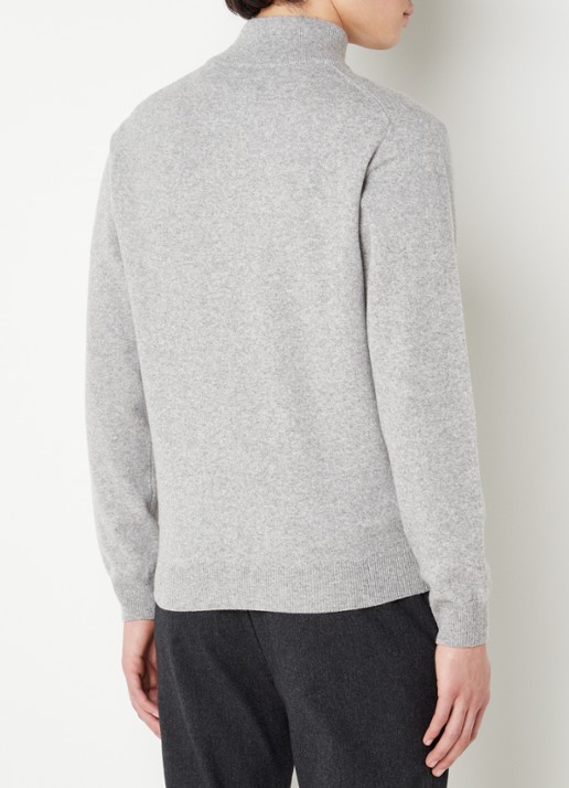 Gant Fijngebreide pullover van wol met halve rits - achterkant 4 grijsmele