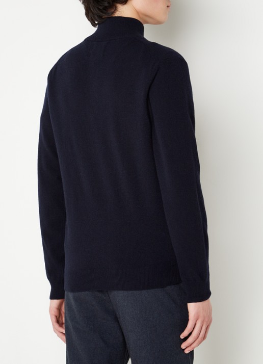 Gant Fijngebreide pullover van wol met halve rits - achterkant 2 blauw