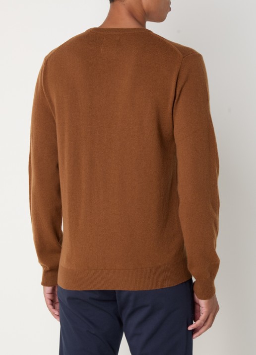 Gant Fijngebreide pullover van wol met logoborduring - achterkant 4 chocoladebruin