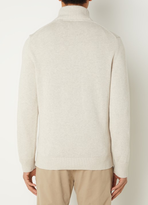 Gant Fijngebreide trui met halve rits en logo - achterkant 4 beige