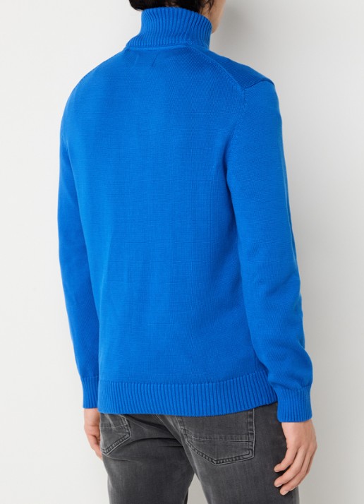 Gant Fijngebreide trui met halve rits en logo - achterkant 2 blauw
