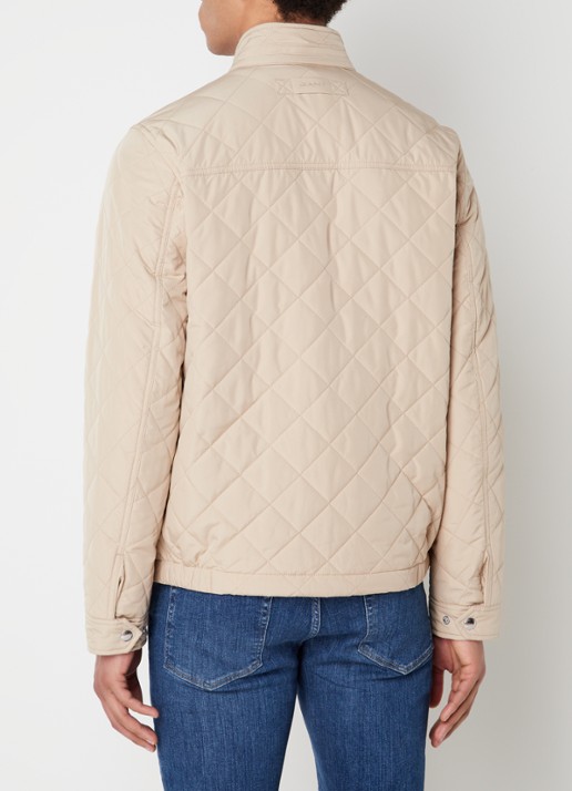 Gant Gewatteerd windjack met quilt patroon - achterkant 2 donkerbeige