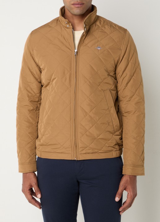 Gant Gewatteerd windjack met quilt patroon - detail 3 cognac