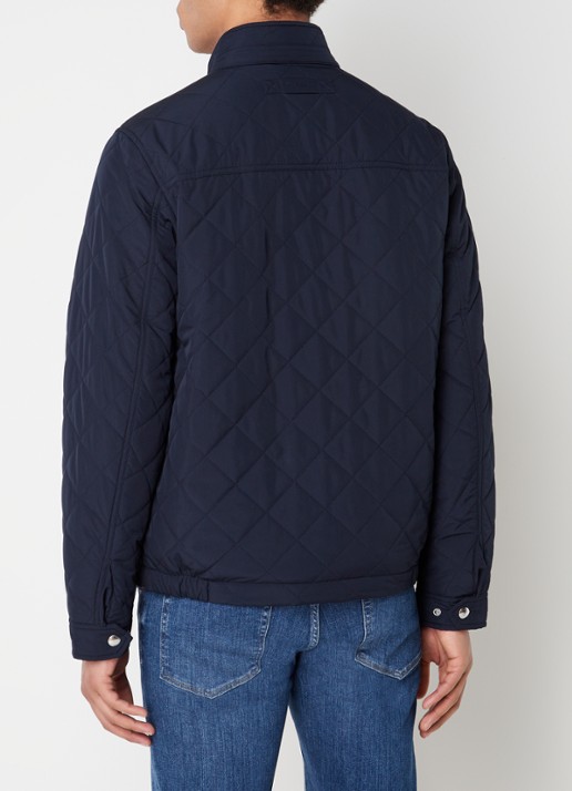 Gant Gewatteerd windjack met quilt patroon - achterkant blauw