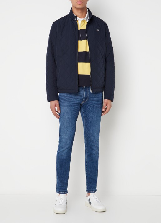 Gant Gewatteerd windjack met quilt patroon - voorkant 3 blauw