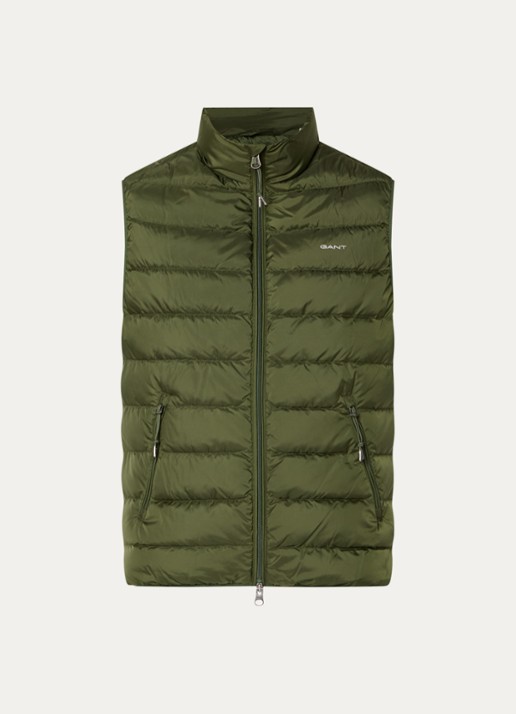 Gant Gewatteerde bodywarmer met ritszakken - voorkant donkergroen