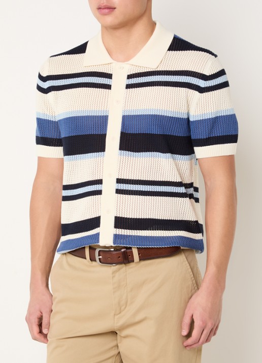 Gant Grofgebreid regular fit overhemd met streepprint