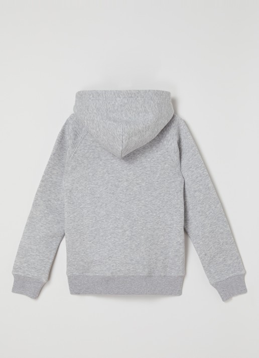 Gant Hoodie met logoborduring  - voorkant 3 grijsmele