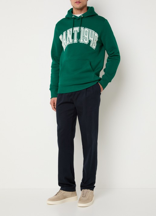 Gant Hoodie met logoprint - voorkant 3 donkergroen