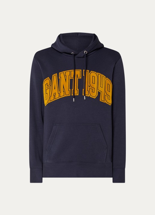 Gant Hoodie met logoprint - voorkant 4 royalblauw