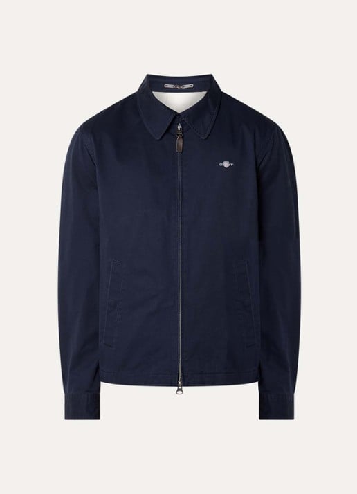 Gant Jack met logo en steekzakken - voorkant donkerblauw