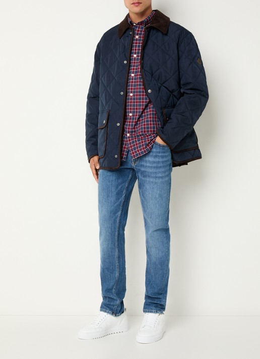 Gant Jack met quilt patroon en klepzakken - voorkant 4 donkerblauw