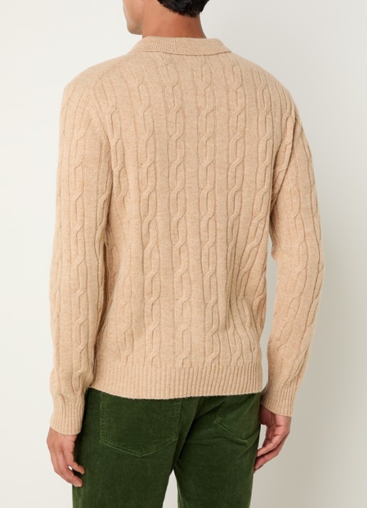 Gant Kabelgebreide trui van lamswol - achterkant 4 beige