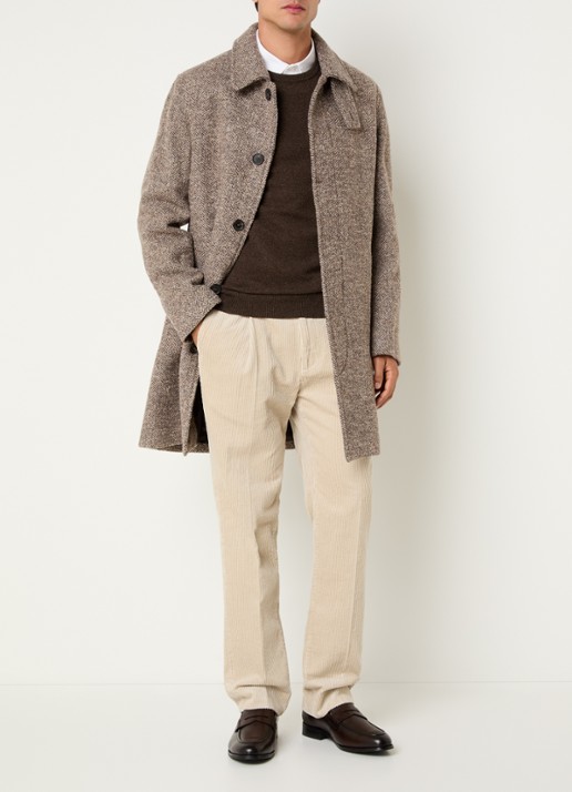 Gant Mantel in wolblend met visgraatdessin - voorkant 3 taupe