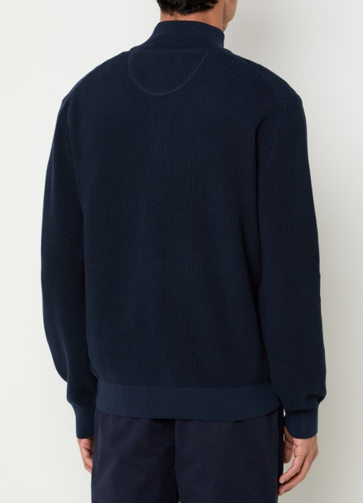Gant Micro fijngebreid vest met logo - achterkant donkerblauw