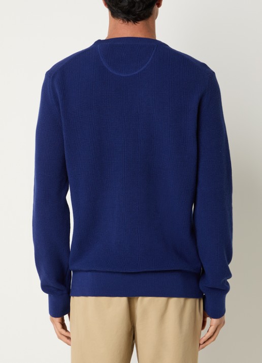 Gant Micro fijngebreide trui met logo - achterkant 3 donkerblauw