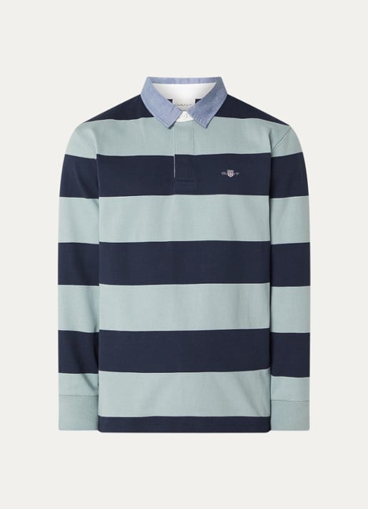 Gant Polo met streeprint - voorkant donkerblauw