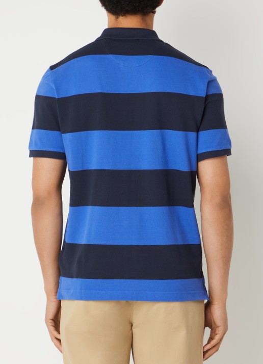 Gant Polo van piqué katoen met streepprint - achterkant royalblauw
