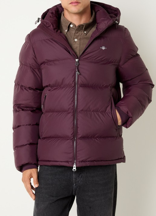 Gant Puffer jack met capuchon en ritszakken - detail beige