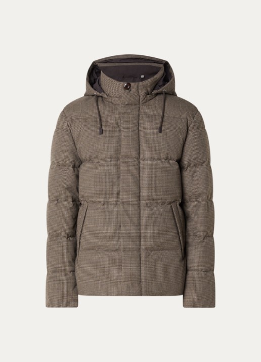 Gant Puffer jack met pied-de-poule dessin - voorkant donkerbeige