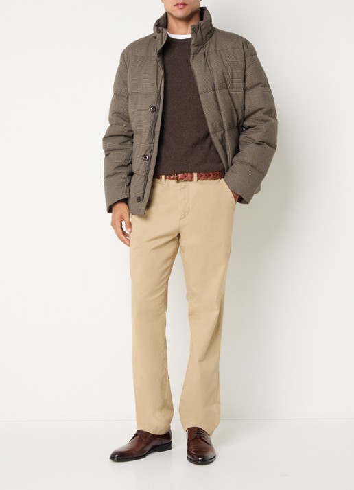 Gant Puffer jack met pied-de-poule dessin - voorkant 2 donkerbeige