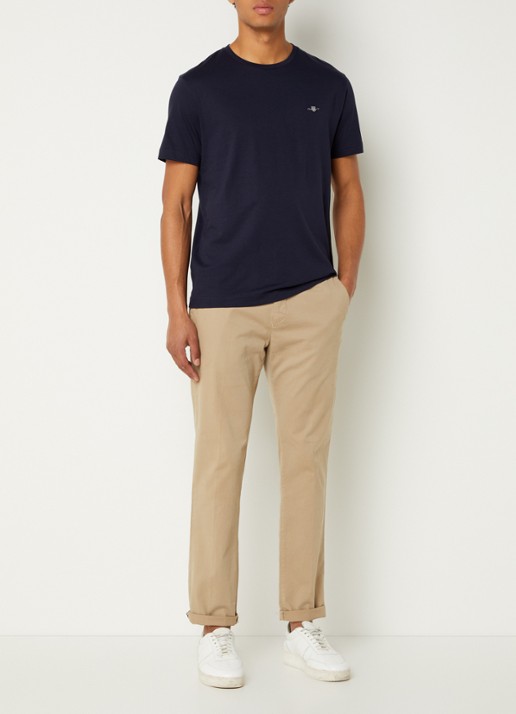 Gant Reg Shield t-shirt met logo - voorkant 2 donkerblauw