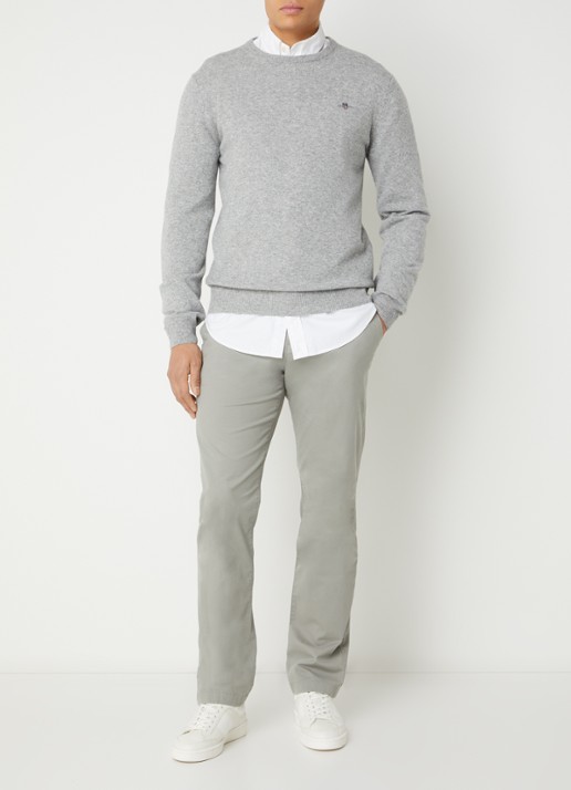 Gant Regular fit chino met steekzakken - voorkant 2 lichtgrijs