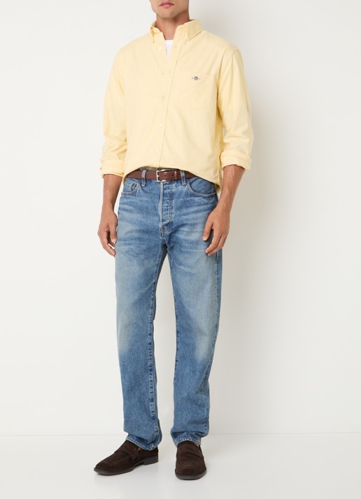Gant Regular fit overhemd met logo en borstzak - voorkant 3 geel