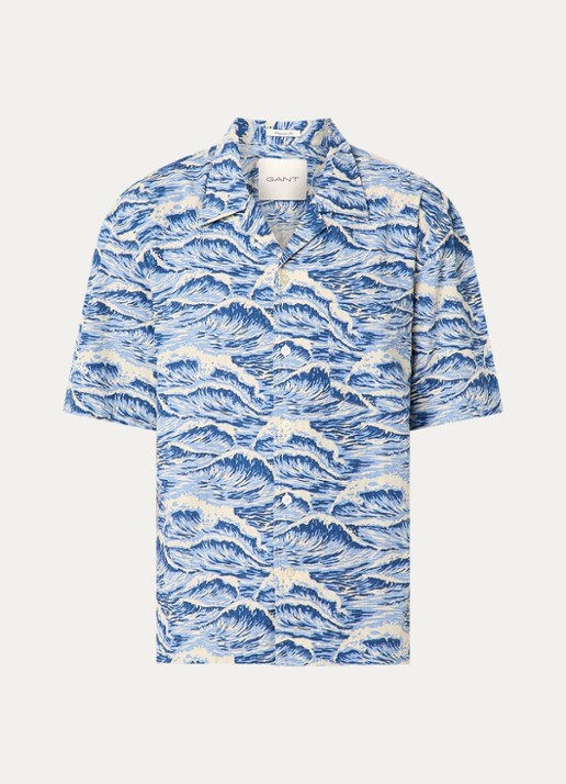 Gant Regular fit overhemd met print - voorkant 3 lichtblauw