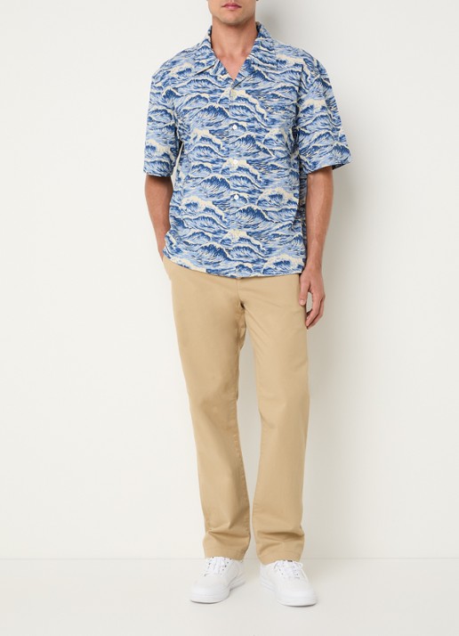 Gant Regular fit overhemd met print - voorkant 4 lichtblauw