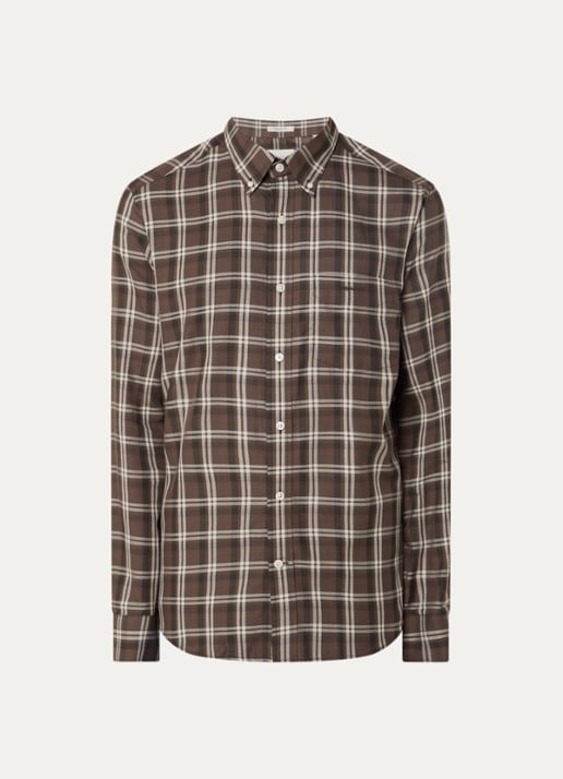 Gant Regular fit overhemd met ruitdessin - voorkant taupe
