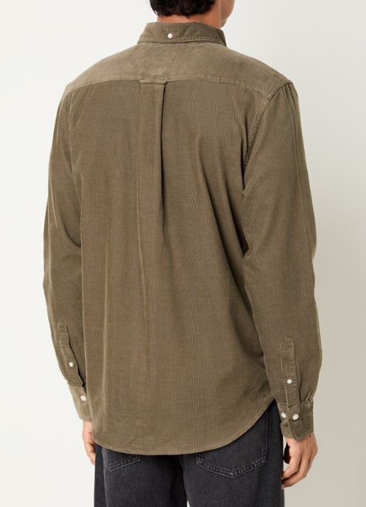 Gant Regular fit overhemd van corduroy met logoborduring - achterkant taupe