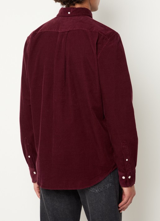 Gant Regular fit overhemd van corduroy met logoborduring - achterkant 3 bordeauxrood