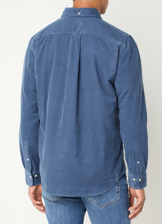 Gant Regular fit overhemd van corduroy met logoborduring - achterkant 4 staalblauw