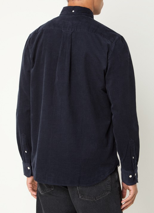 Gant Regular fit overhemd van corduroy met logoborduring - achterkant 2 donkerblauw