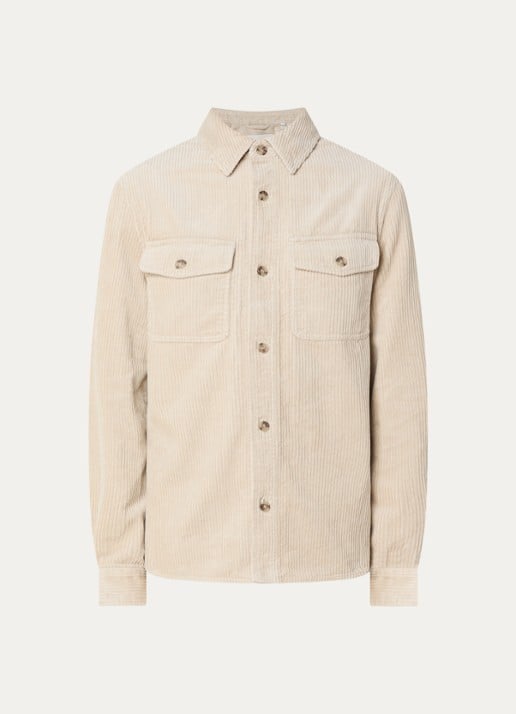 Gant Regular fit overshirt van corduroy met borstzakken - voorkant 2 creme
