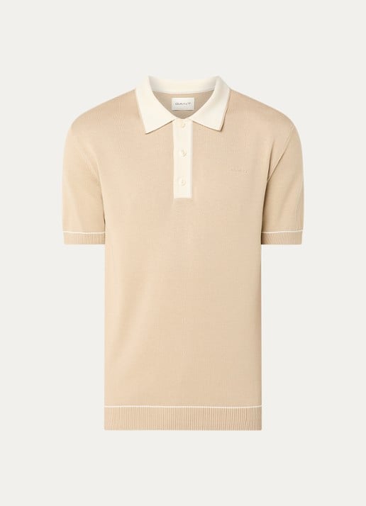 Gant Regular fit polo met logo - voorkant 3 beige