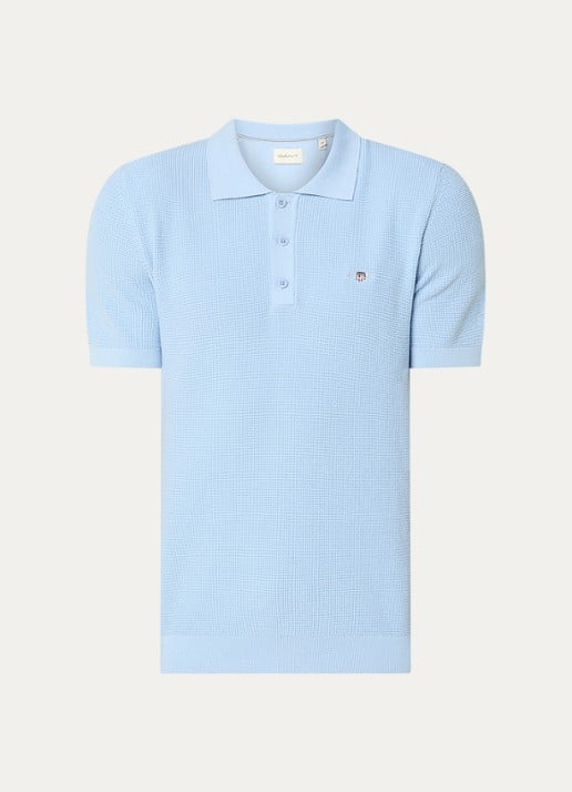 Gant Regular fit polo met logoborduring - voorkant 3 lichtblauw