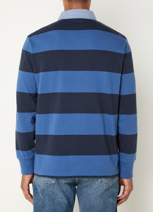 Gant Regular fit polo met streepprint en logo - achterkant blauw