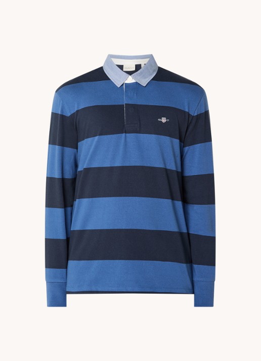 Gant Regular fit polo met streepprint en logo - voorkant 2 blauw