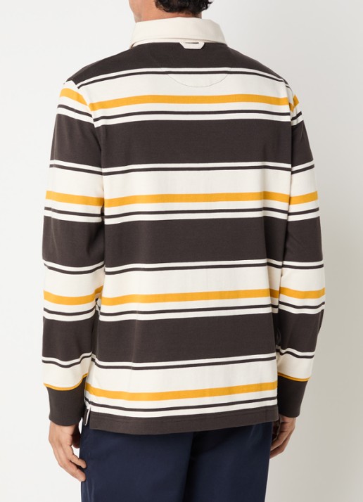 Gant Regular fit polo met streepprint - achterkant 4 bruin