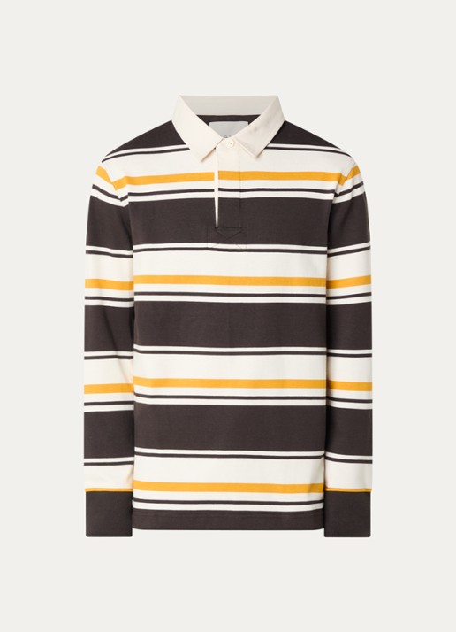 Gant Regular fit polo met streepprint - voorkant bruin