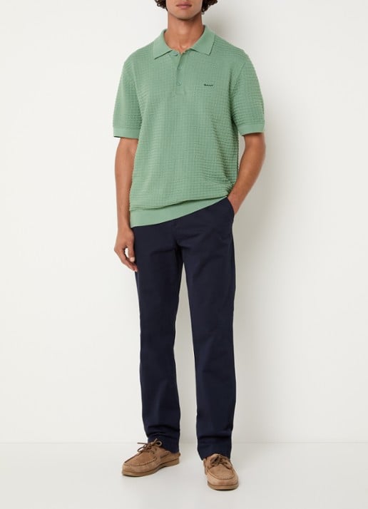 Gant Regular fit polo met structuur - voorkant 4 groen