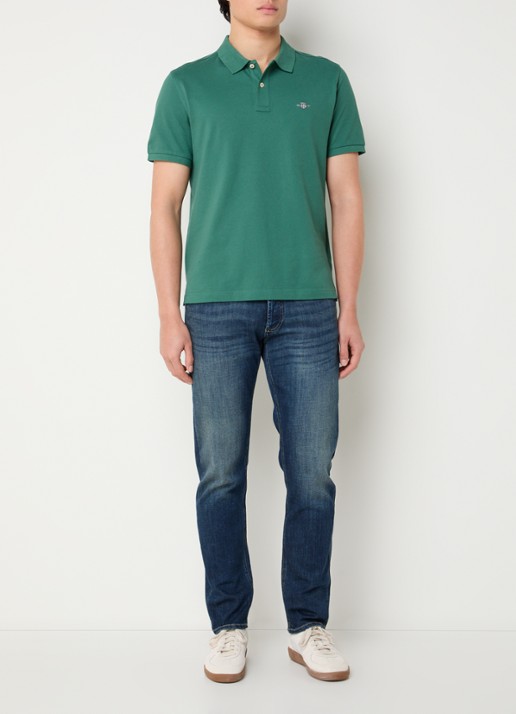 Gant Regular fit polo van piqué katoen met logo - voorkant 3 donkergroen