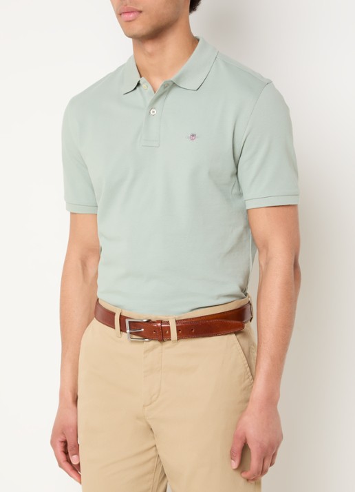 Gant Regular fit polo van piqué katoen met logo - detail 3 lindegroen